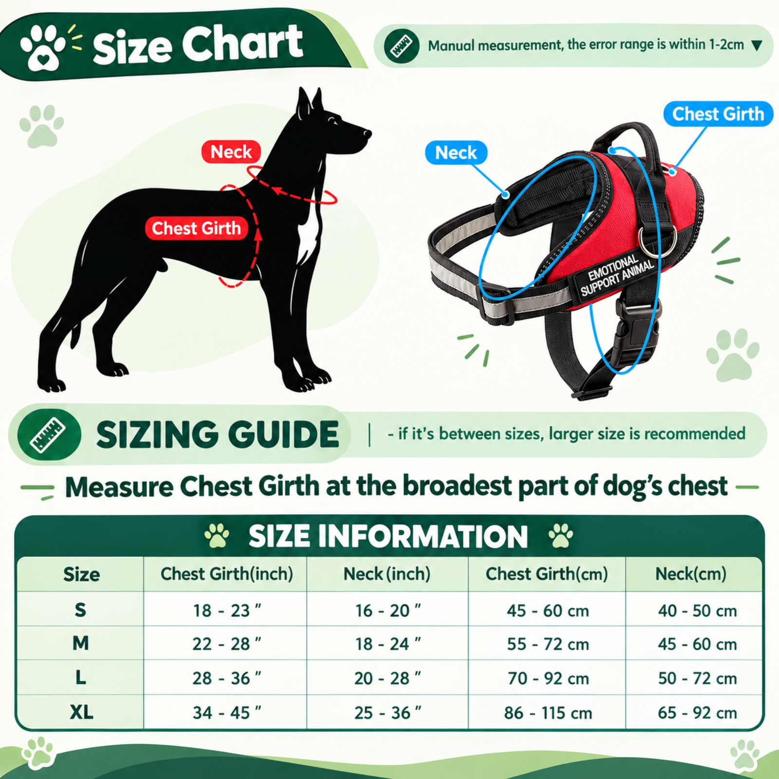 Size of ESA dog vests Size of ESA dog vests